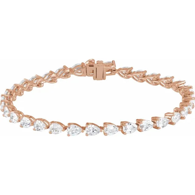 14K Gold Pear Cut Diamond Tennis Bracelet - View 2