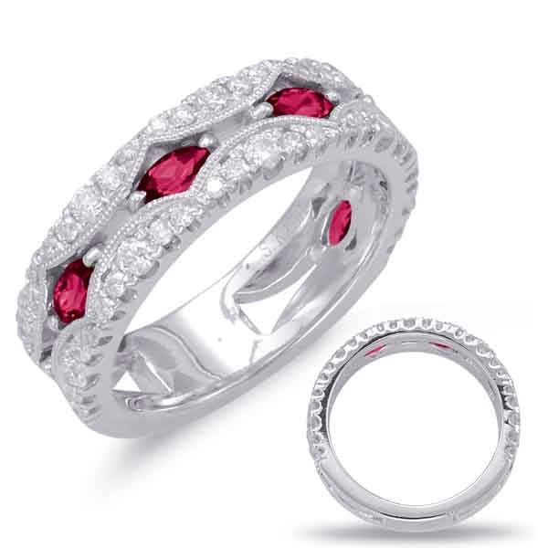 1.23 ctw. WHITE GOLD RUBY & DIAMOND RING