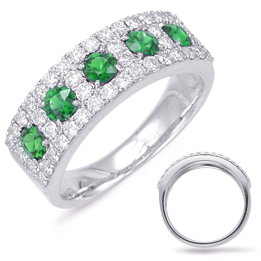 1.24 ctw. WHITE GOLD EMERALD & DIAMOND RING