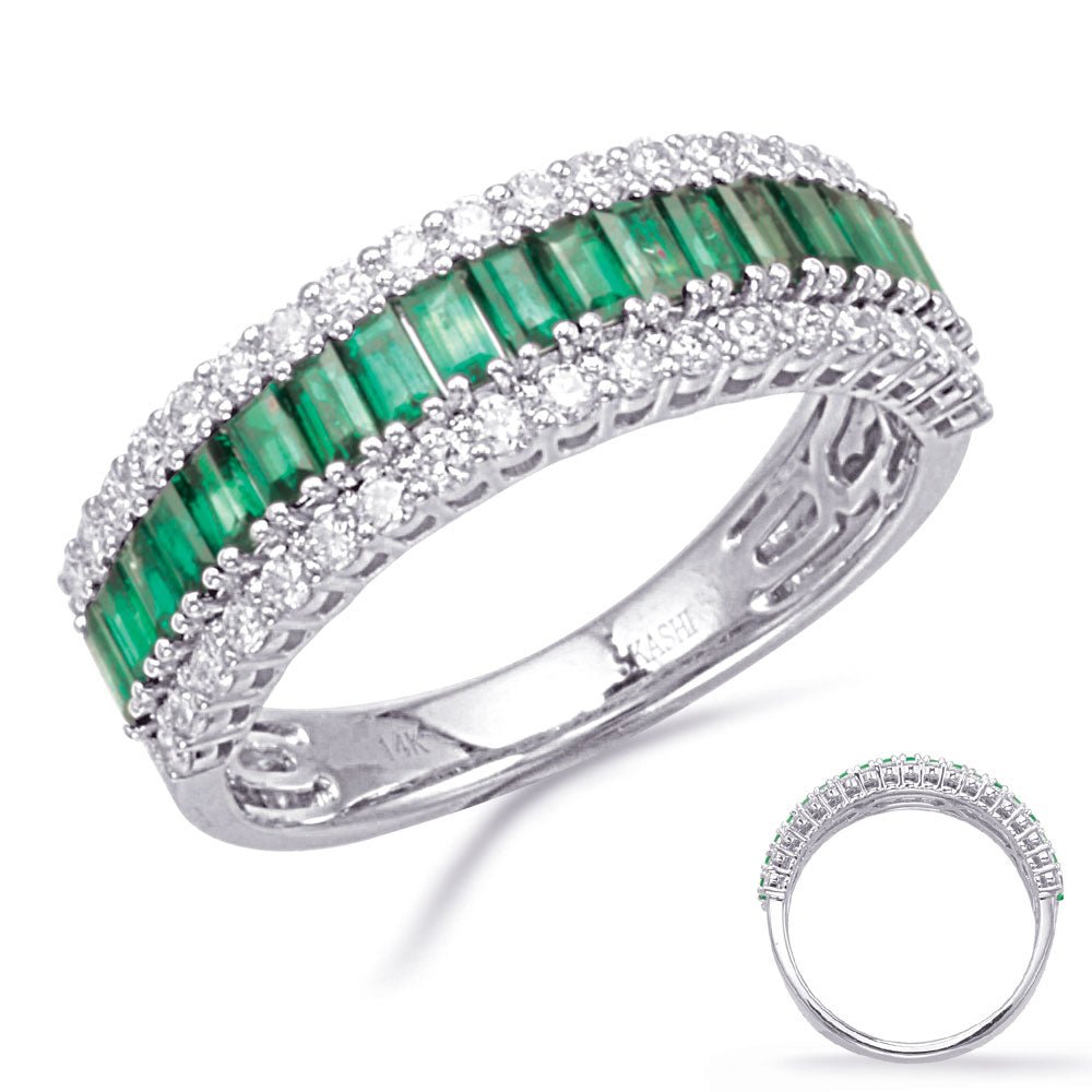 1.25 ctw. WHITE GOLD EMERALD & DIAMOND RING