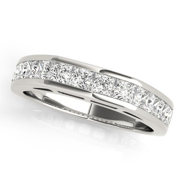 1.25CTW 14K  Gold Princess Cut Diamond Band With A Rectangular Shape Top And Rounded Shoulders