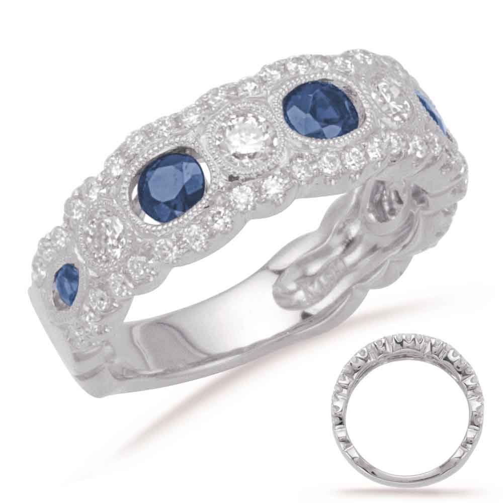 1.27 ctw. MODERN WHITE GOLD SAPPHIRE & DIAMOND BAND