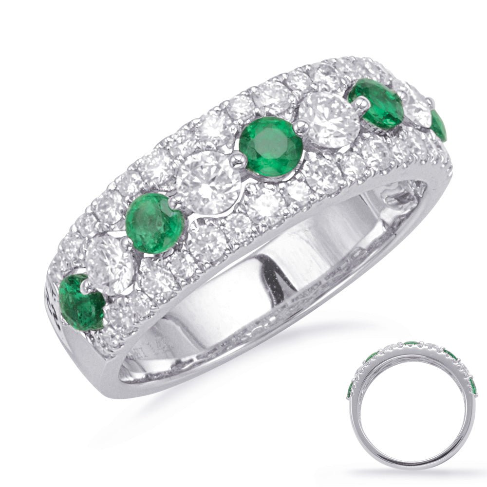 1.32 ctw. WHITE GOLD EMERALD & DIAMOND RING