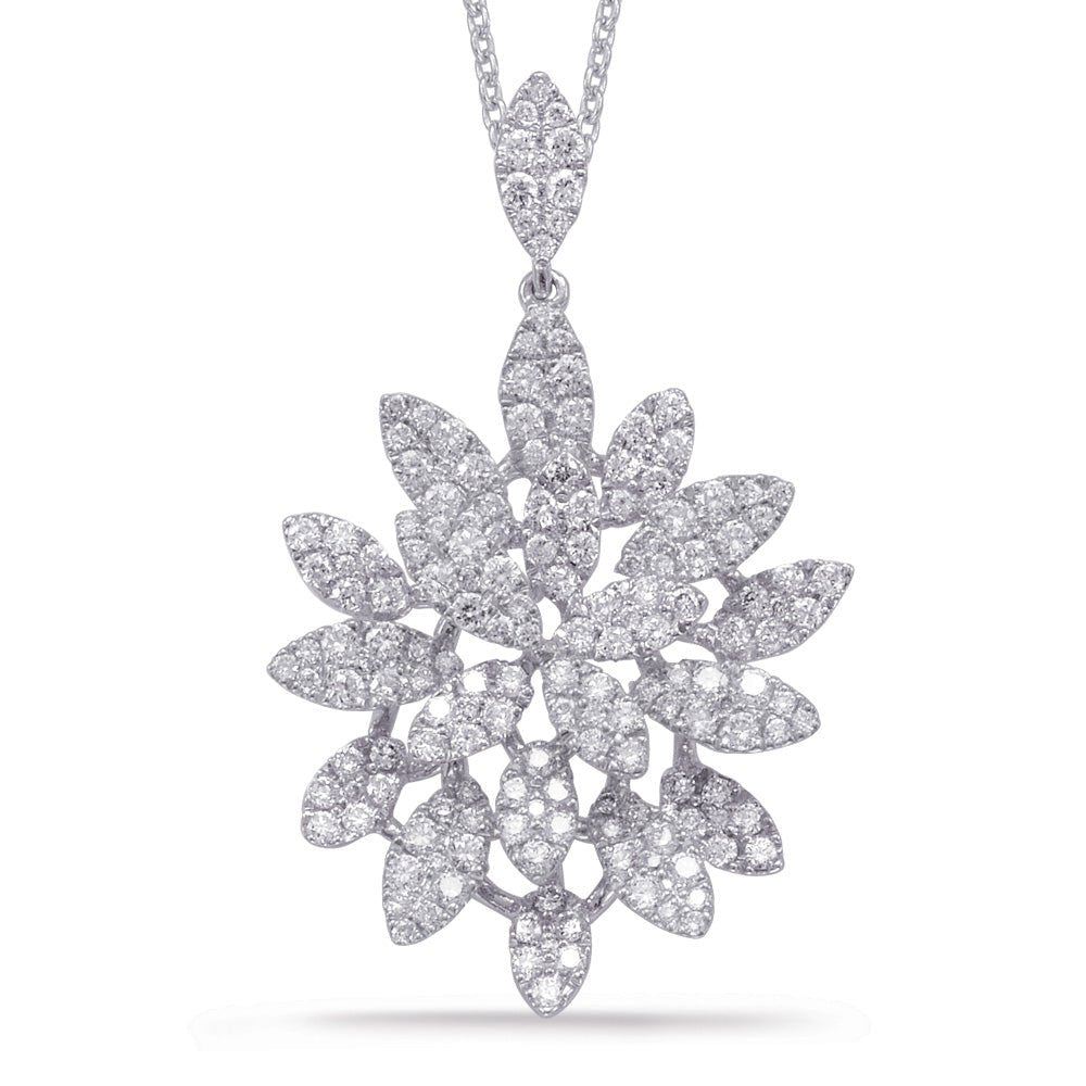 1.35 ctw. MODERN GOLD AND DIAMOND FLORAL CLUSTER PENDANT