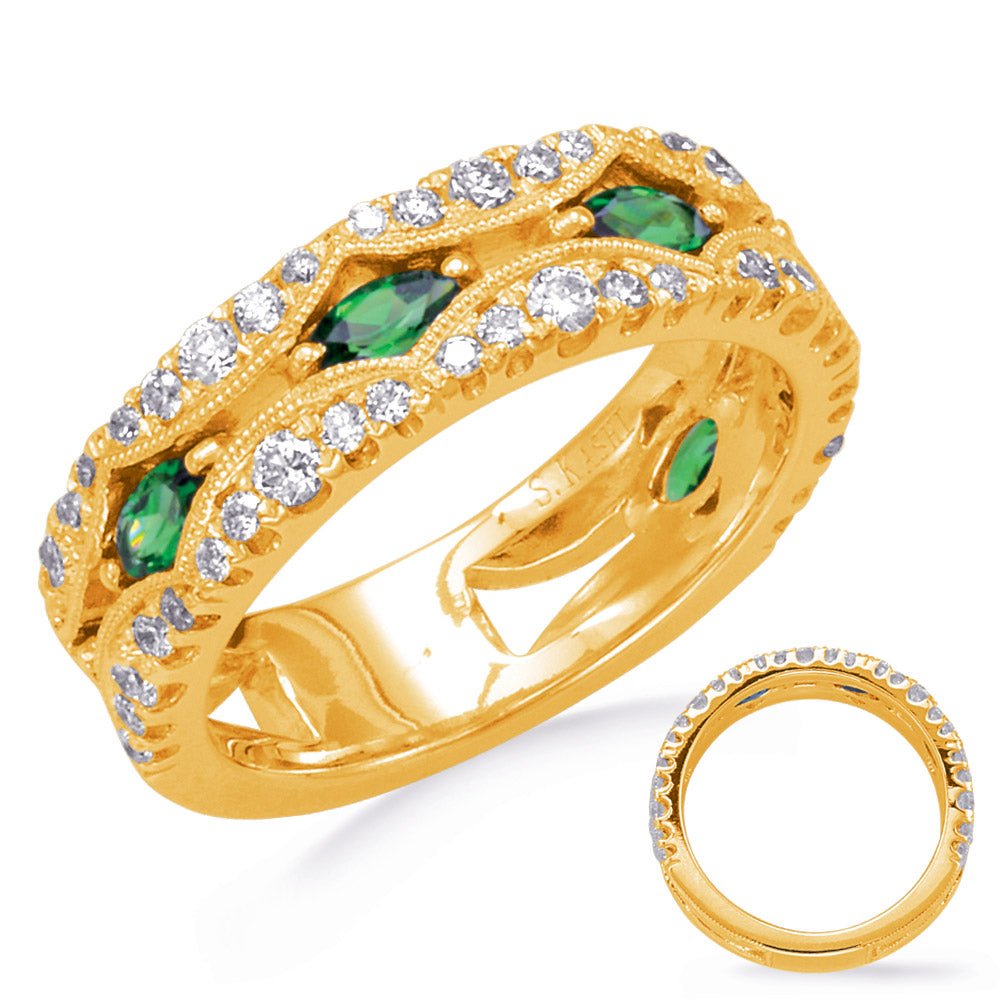 1.36 ctw. YELLOW GOLD EMERALD & DIAMOND RING