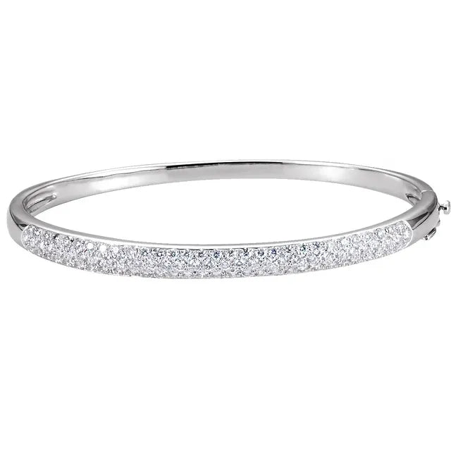 14K White Gold Wide Diamond Pave Bangle