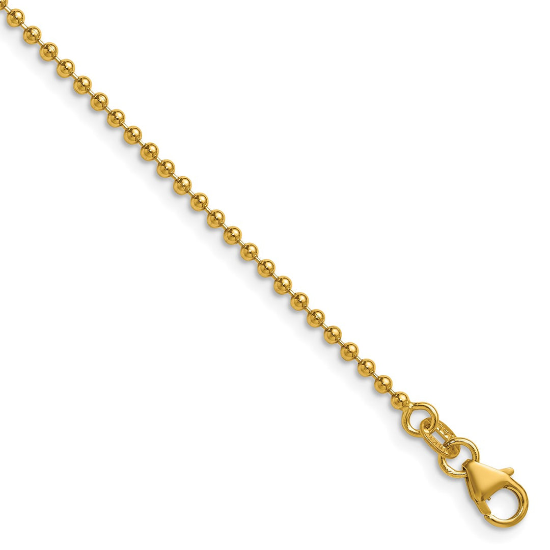 Gold 2mm Ball (Beaded) Bracelet, 7"