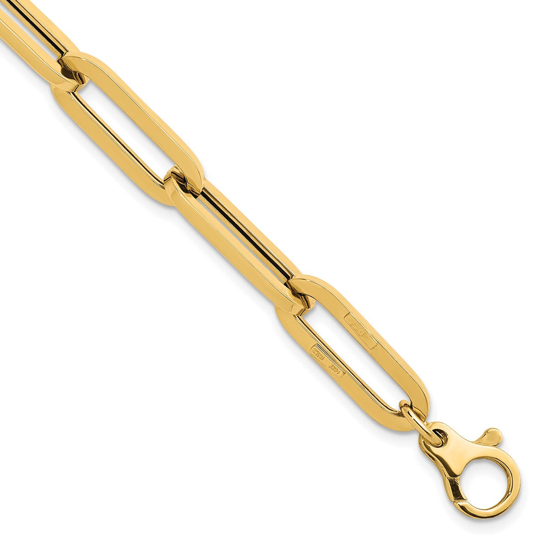 Gold 7mm Paperclip Bracelet, 7.5