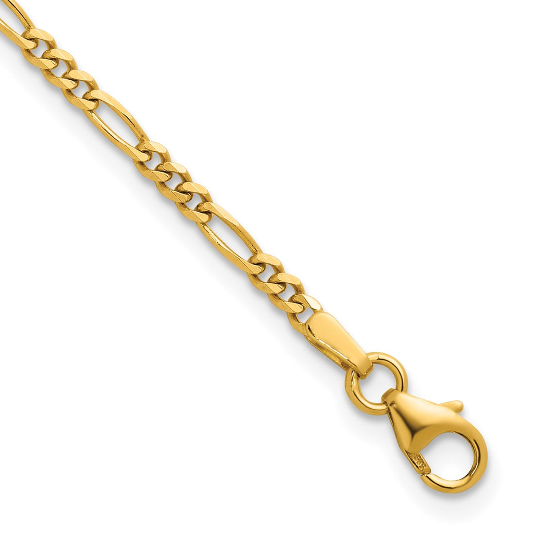 Gold 2.4mm Figaro Bracelet, 7"
