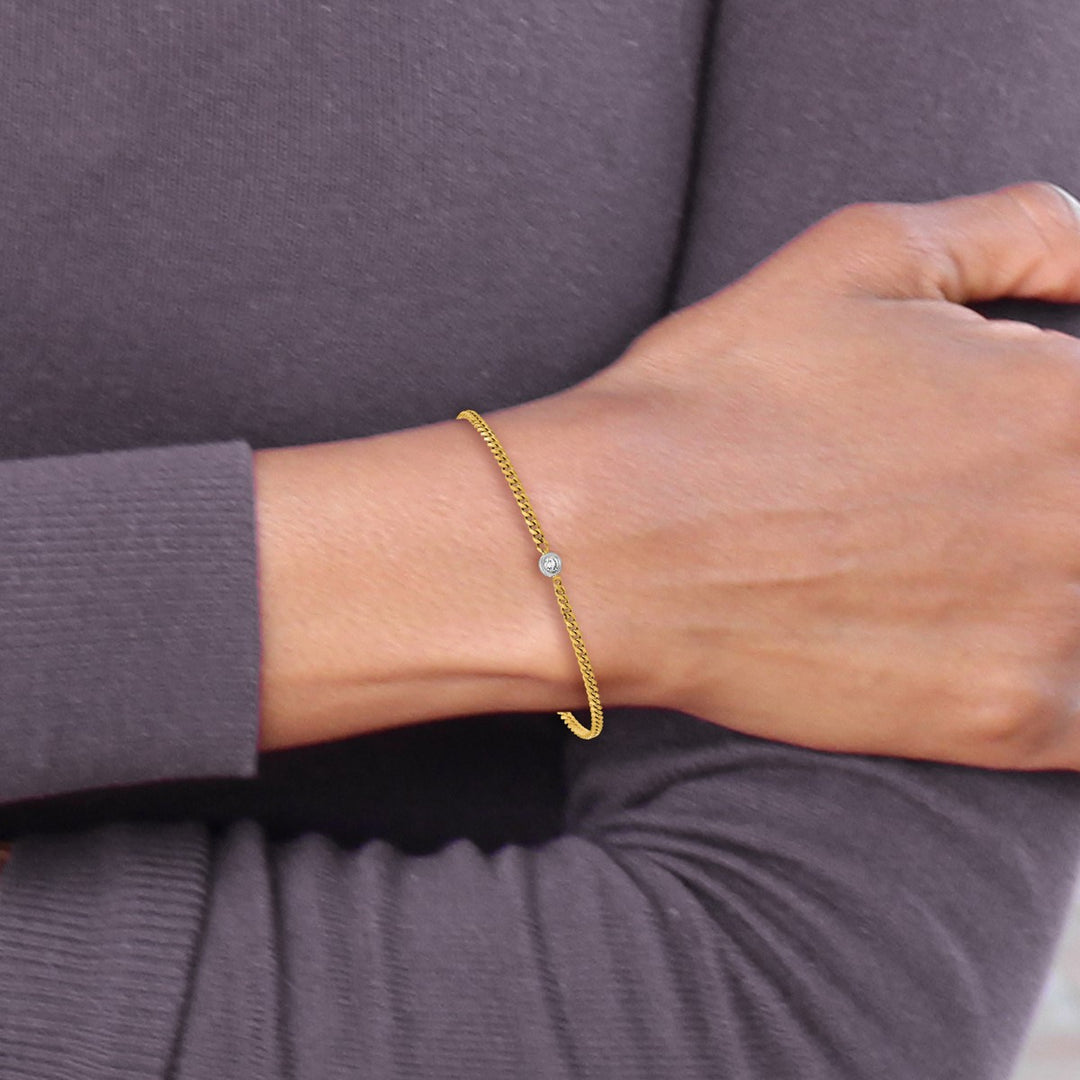 Gold 2.4mm Curb Bracelet, 7