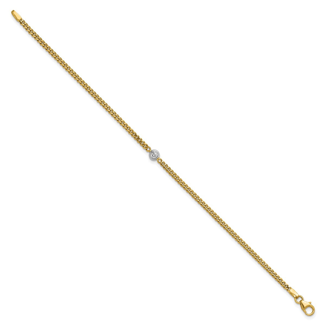 Gold 2.4mm Curb Bracelet, 7