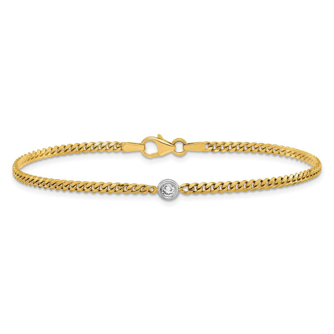 Gold 2.4mm Curb Bracelet, 7