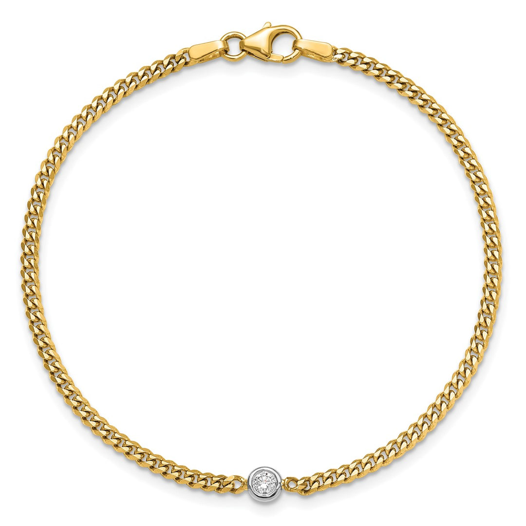 Gold 2.4mm Curb Bracelet, 7