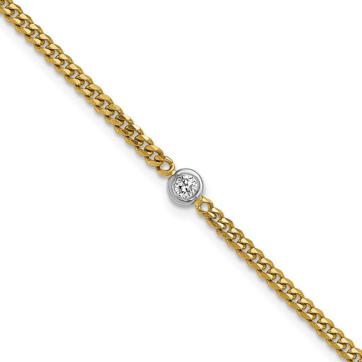Gold 2.4mm Curb Bracelet, 7"