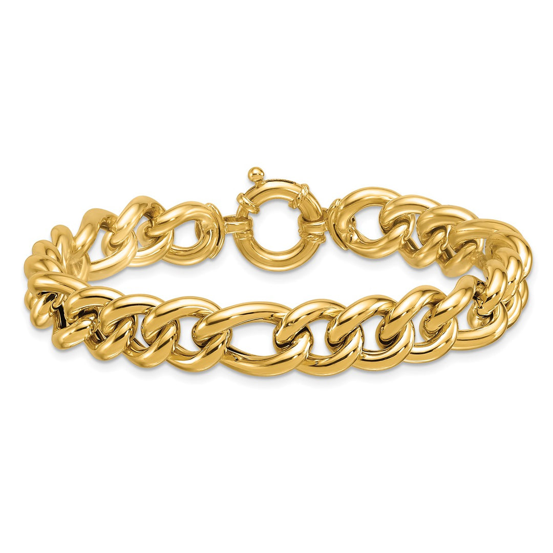 Gold 10.75mm Figaro Bracelet, 8