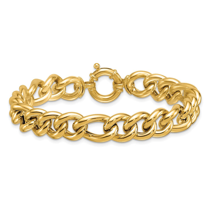 Gold 10.75mm Figaro Bracelet, 8"