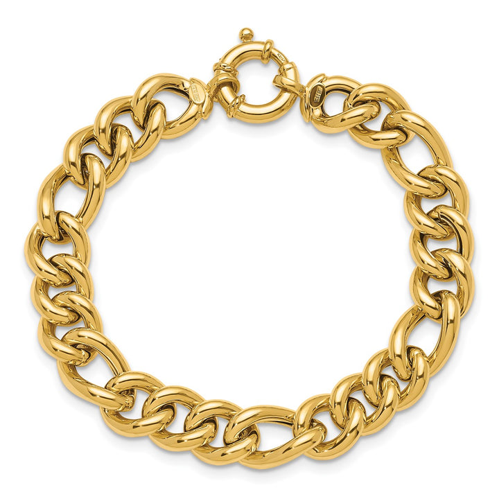 Gold 10.75mm Figaro Bracelet, 8"