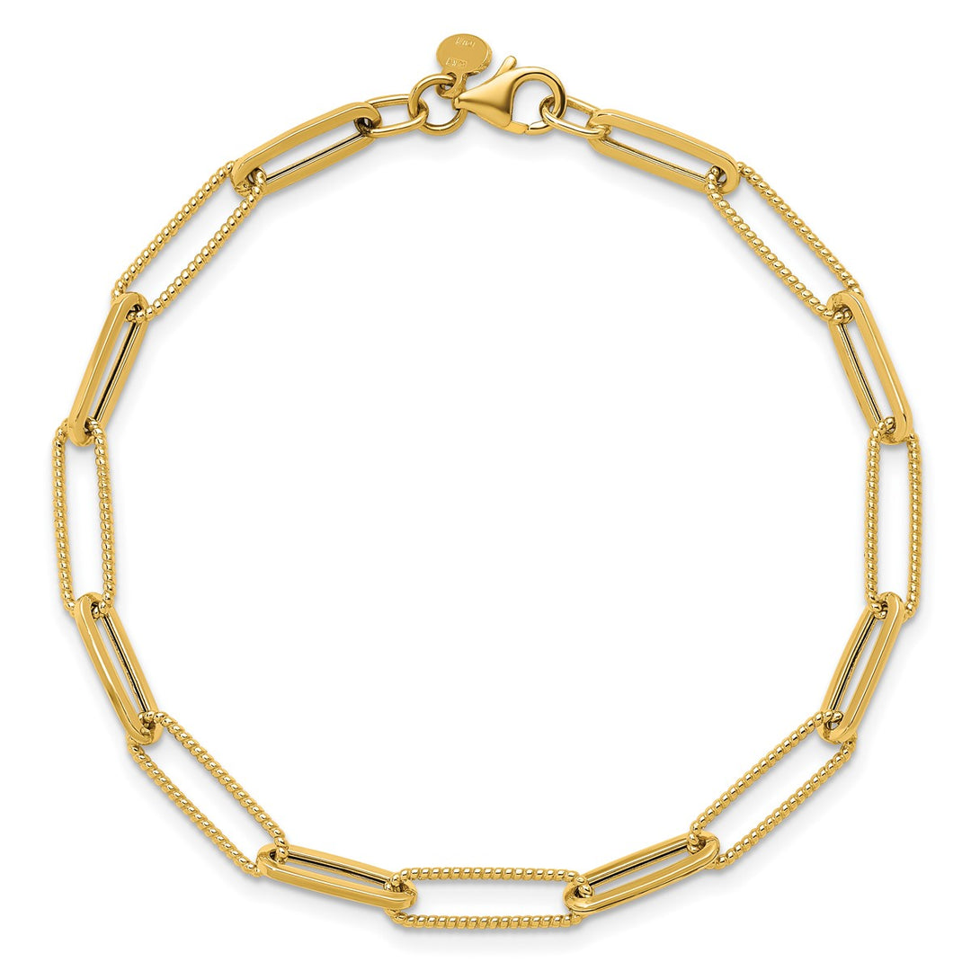 Gold 4.5mm Paperclip Bracelet, 7.5