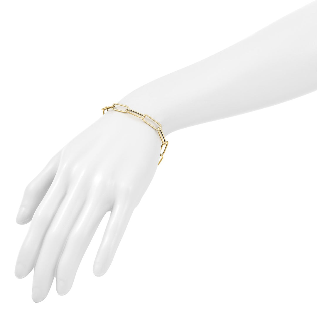 Gold 6mm Paperclip Bracelet, 7.5