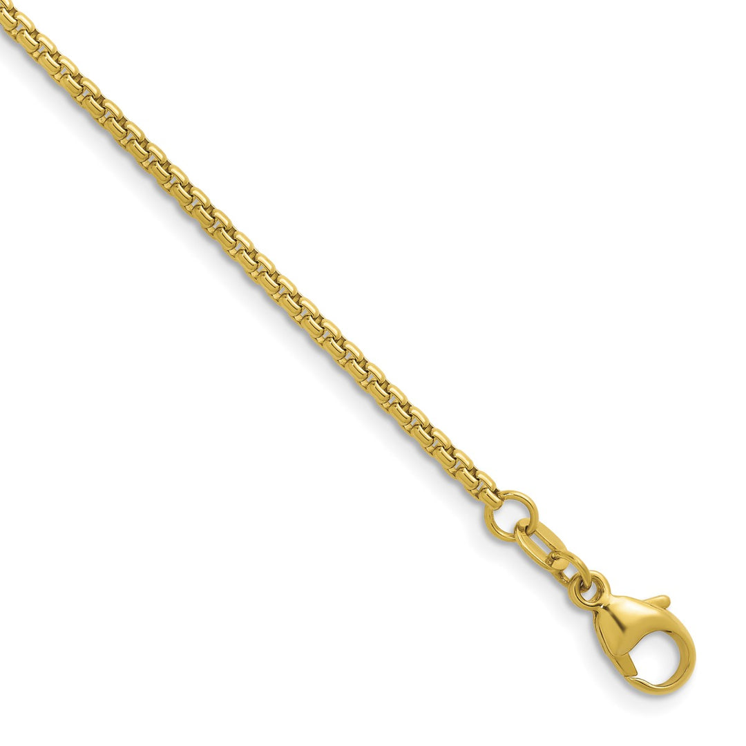 Gold 2mm Box Bracelet, 7.5"