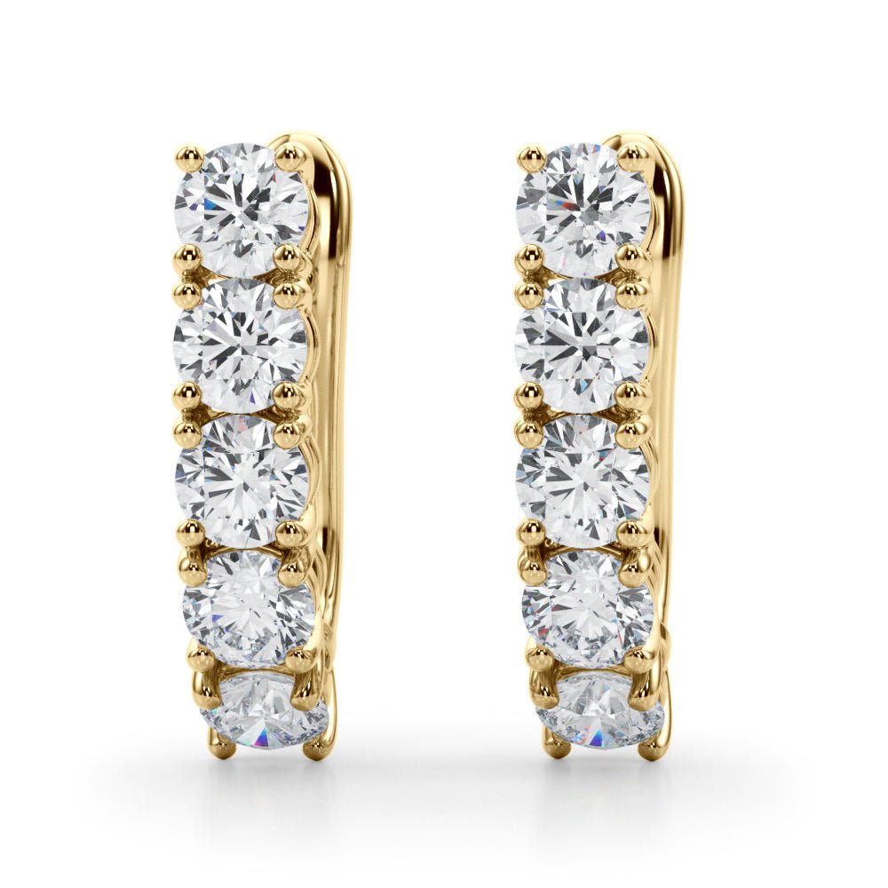 14K 5 - Stone Round Cut Diamond J - Hoop Earrings - Hoop Earrings - Design Jewellers Edmonton