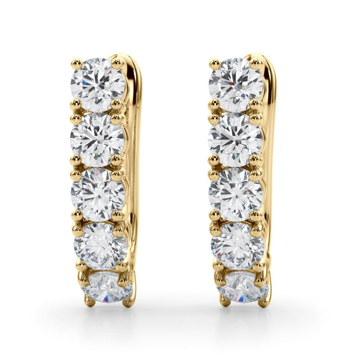 14K 5 - Stone Round Cut Diamond J - Hoop Earrings - Hoop Earrings - Design Jewellers Edmonton