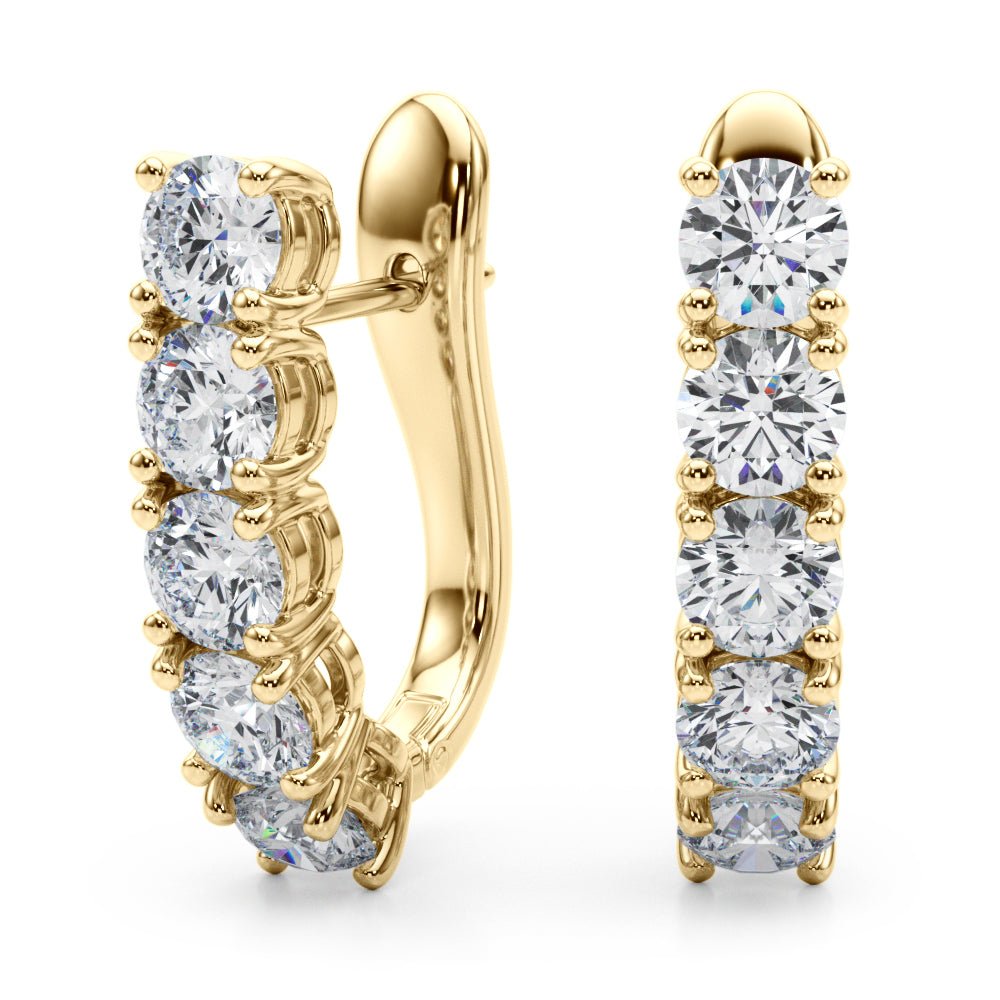 14K 5 - Stone Round Cut Diamond J - Hoop Earrings - Hoop Earrings - Design Jewellers Edmonton