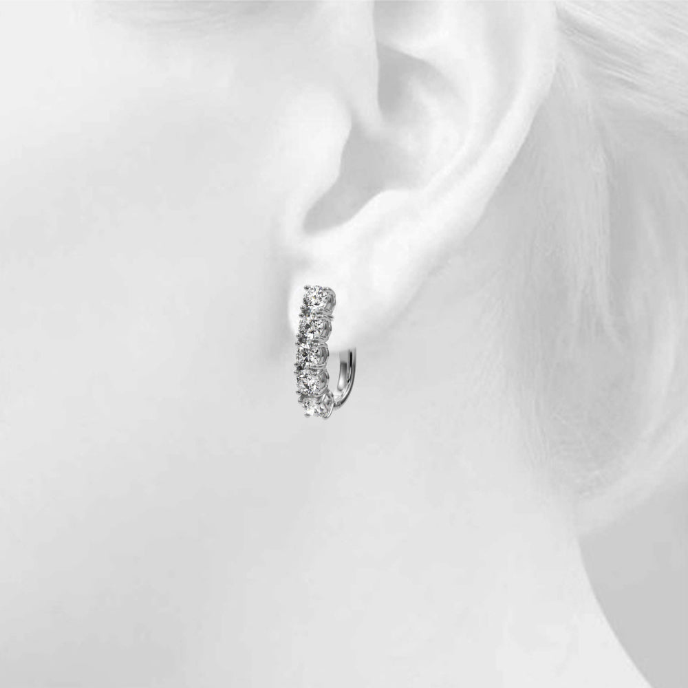 14K 5 - Stone Round Cut Diamond J - Hoop Earrings - Hoop Earrings - Design Jewellers Edmonton