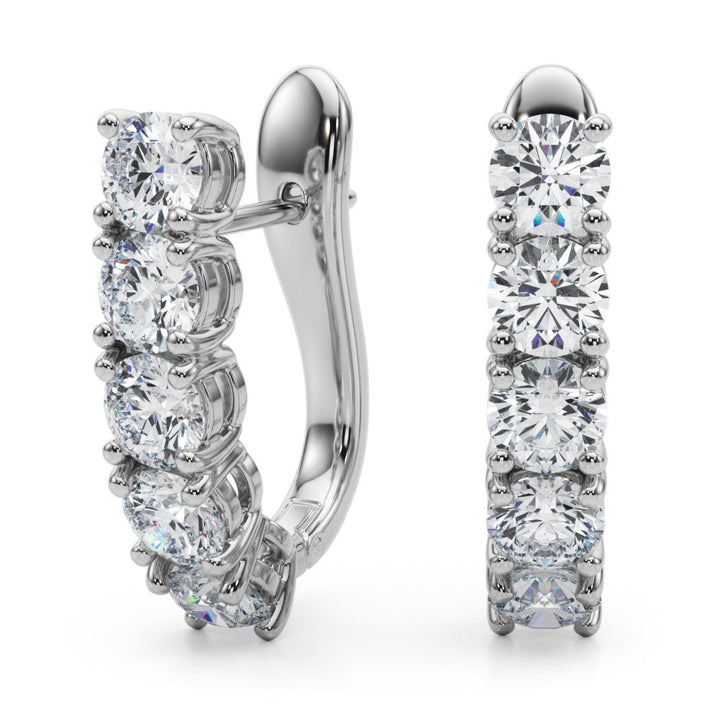 14K 5 - Stone Round Cut Diamond J - Hoop Earrings - Hoop Earrings - Design Jewellers Edmonton