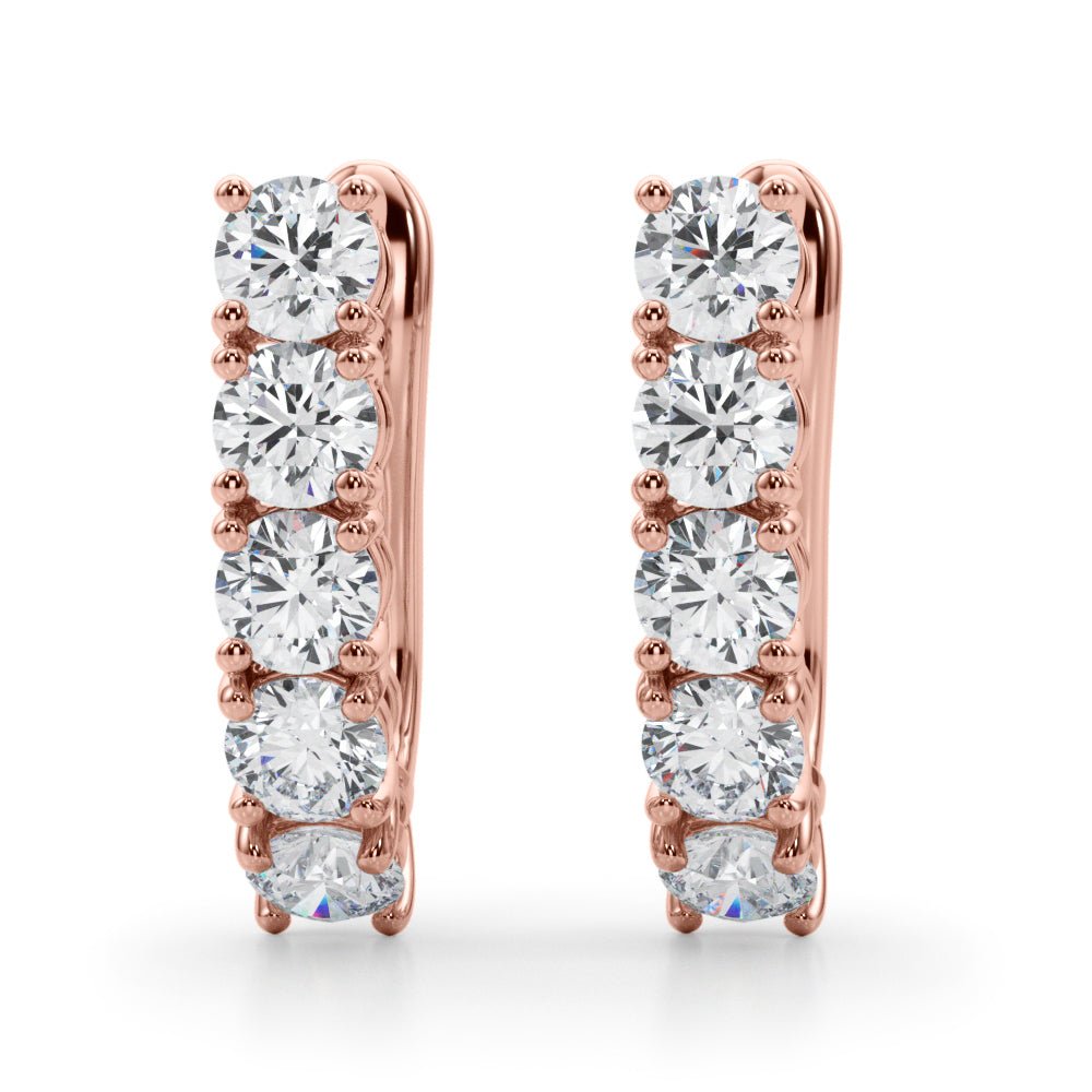 14K 5 - Stone Round Cut Diamond J - Hoop Earrings - Hoop Earrings - Design Jewellers Edmonton