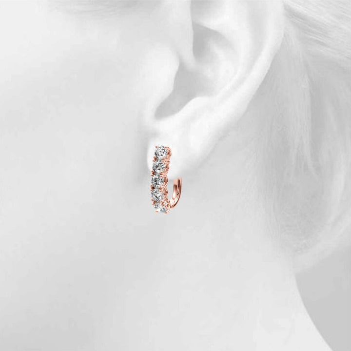 14K 5 - Stone Round Cut Diamond J - Hoop Earrings - Hoop Earrings - Design Jewellers Edmonton