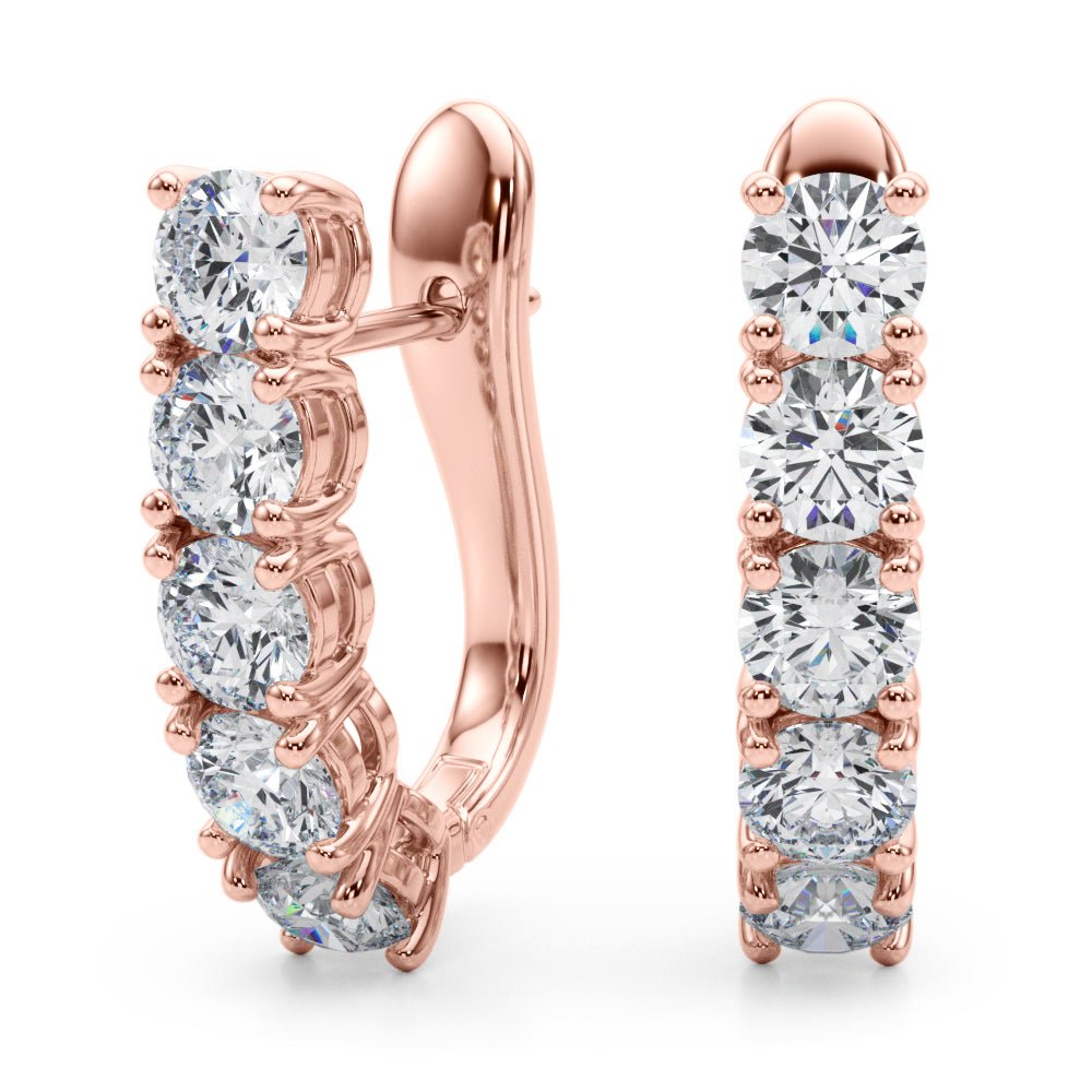 14K 5 - Stone Round Cut Diamond J - Hoop Earrings - Hoop Earrings - Design Jewellers Edmonton