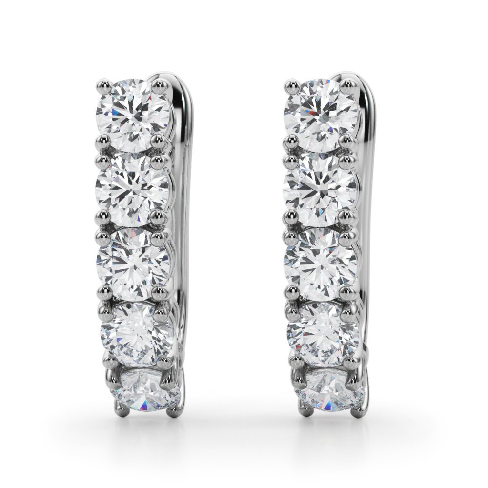 14K 5 - Stone Round Cut Diamond J - Hoop Earrings - Hoop Earrings - Design Jewellers Edmonton