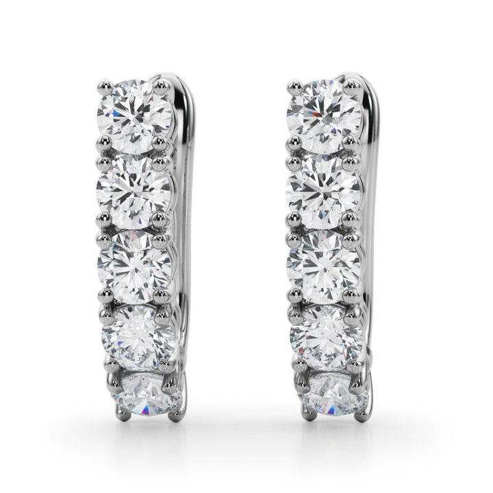 14K 5 - Stone Round Cut Diamond J - Hoop Earrings - Hoop Earrings - Design Jewellers Edmonton