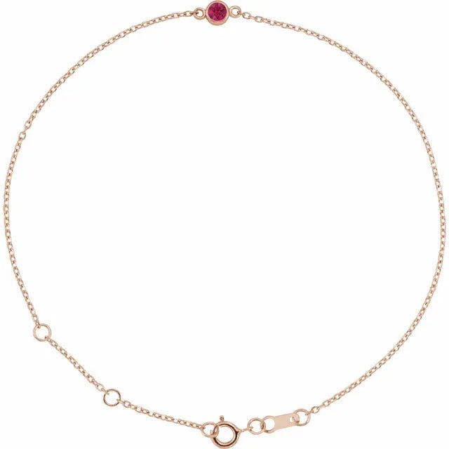 14K Gold Adjustable Bezel - Set Gemstone Bracelet - Silver Bracelet - Design Jewellers Edmonton