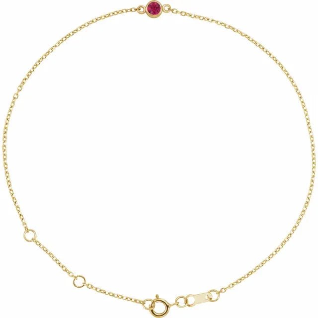 14K Gold Adjustable Bezel - Set Gemstone Bracelet - Silver Bracelet - Design Jewellers Edmonton