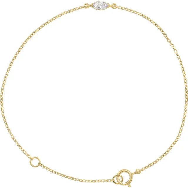 14K Gold Adjustable Marquise Lab - Grown Diamond Bracelet - Gold Bracelet - Design Jewellers Edmonton