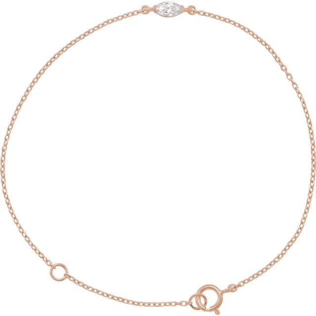14K Gold Adjustable Marquise Lab - Grown Diamond Bracelet - Gold Bracelet - Design Jewellers Edmonton