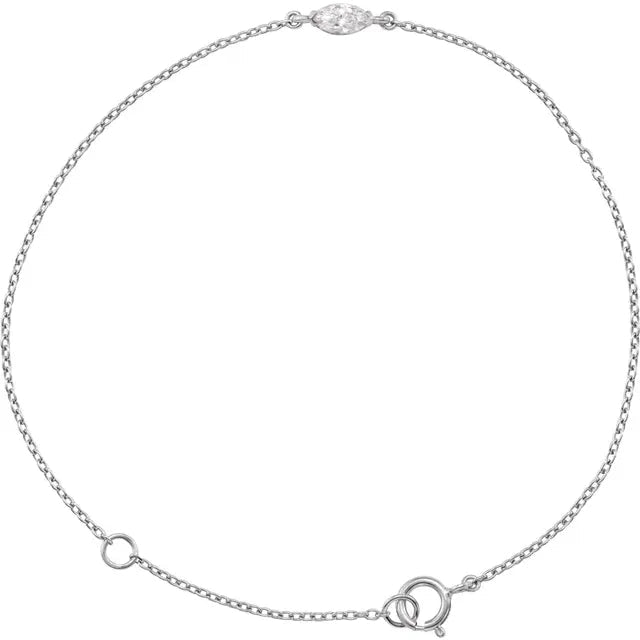 14K Gold Adjustable Marquise Lab-Grown Diamond Bracelet