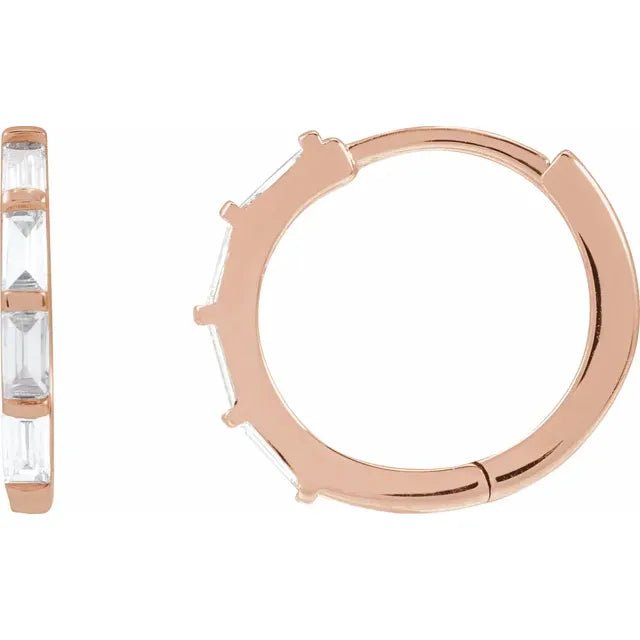 14K Gold Baguette Diamond Huggie Hoop Earrings - Design Jewellers Edmonton