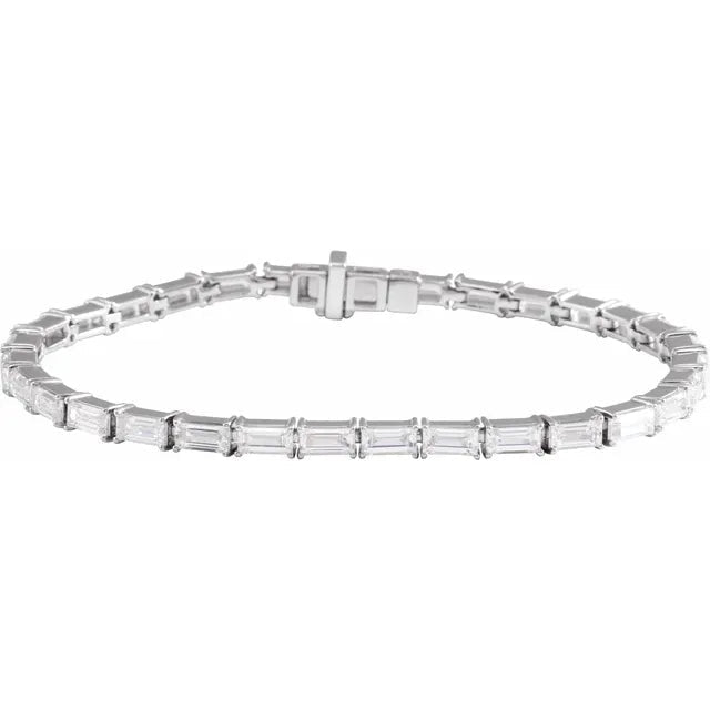 14K Gold Baguette Diamond Tennis Bracelet - Diamond Bracelet - Design Jewellers Edmonton