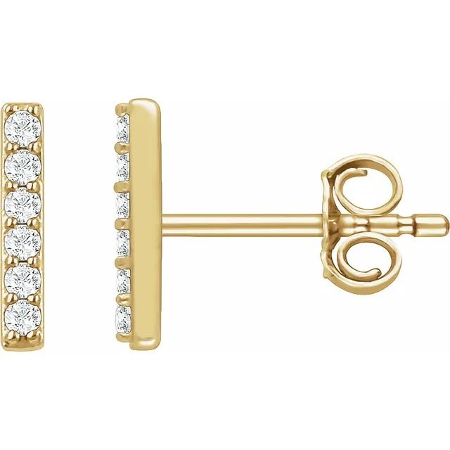 14K Gold Bar Shape Diamond Stud Earrings - Design Jewellers Edmonton