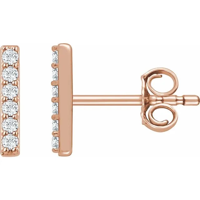 14K Gold Bar Shape Diamond Stud Earrings - Design Jewellers Edmonton
