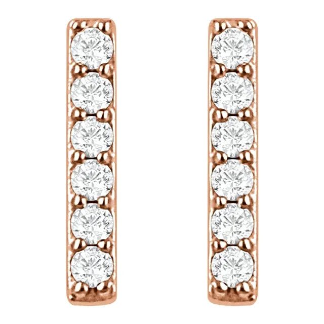 14K Gold Bar Shape Diamond Stud Earrings - Design Jewellers Edmonton