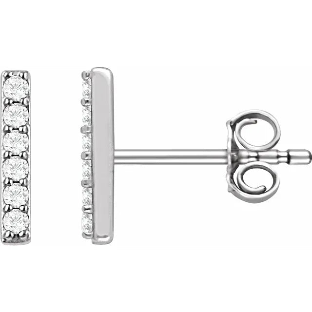 14K Gold Bar Shape Diamond Stud Earrings - Design Jewellers Edmonton