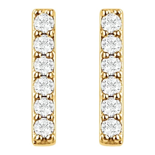 14K Gold Bar Shape Diamond Stud Earrings - Design Jewellers Edmonton
