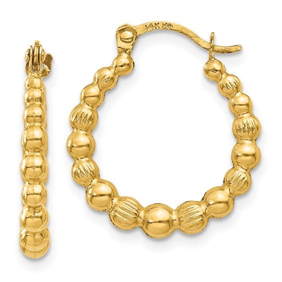 14K Gold Beaded Hoop Earrings - Hoop Earrings - Design Jewellers Edmonton