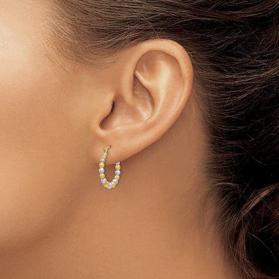 14K Gold Beaded Hoop Earrings - Hoop Earrings - Design Jewellers Edmonton