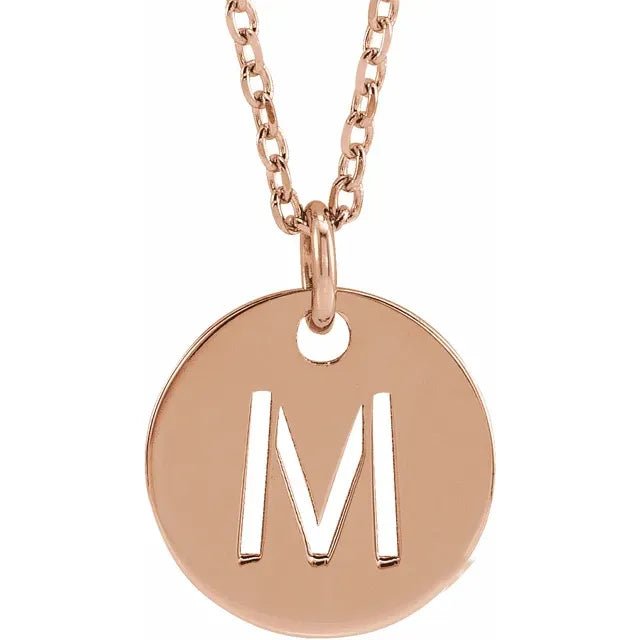 14K Gold Circular Disc Initial Pendant - Initial Necklace or Pendant - Design Jewellers Edmonton