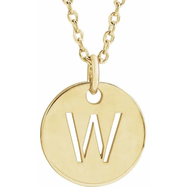 14K Gold Circular Disc Initial Pendant - Initial Necklace or Pendant - Design Jewellers Edmonton